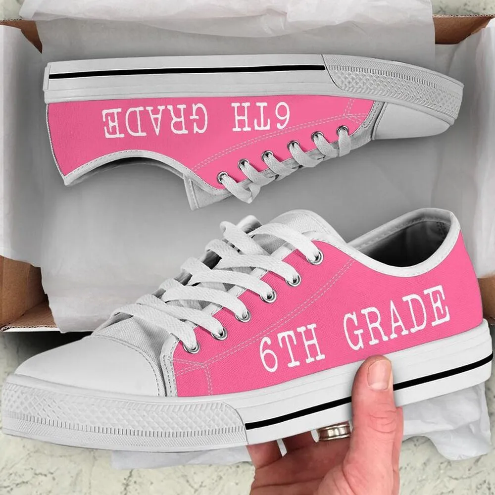 6Th Grade Strong Pink White Shoes, Teacher Shoes, Low Top Sneakers