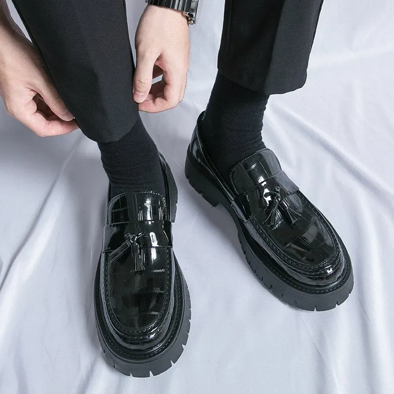 Amozae- Dundae Black Patent Chunky Sole Loafers