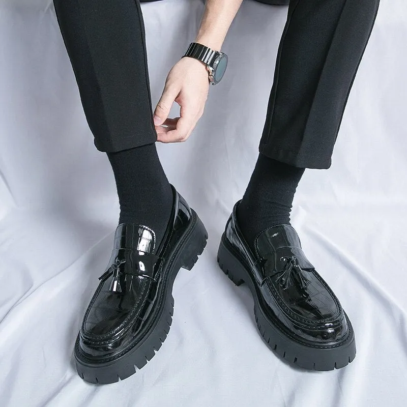 Amozae- Dundae Black Patent Chunky Sole Loafers