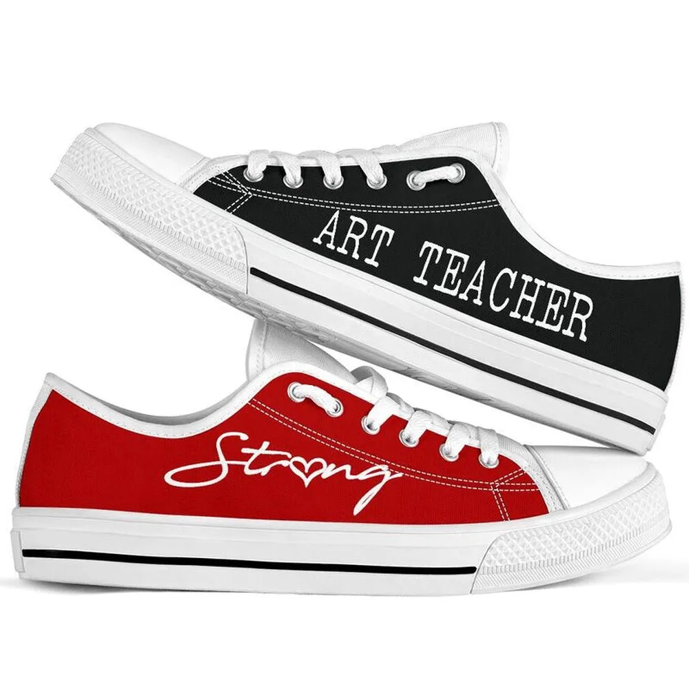 Art Teacher Strong Red Black Shoes, Teacher Shoes, Low Top Sneakers