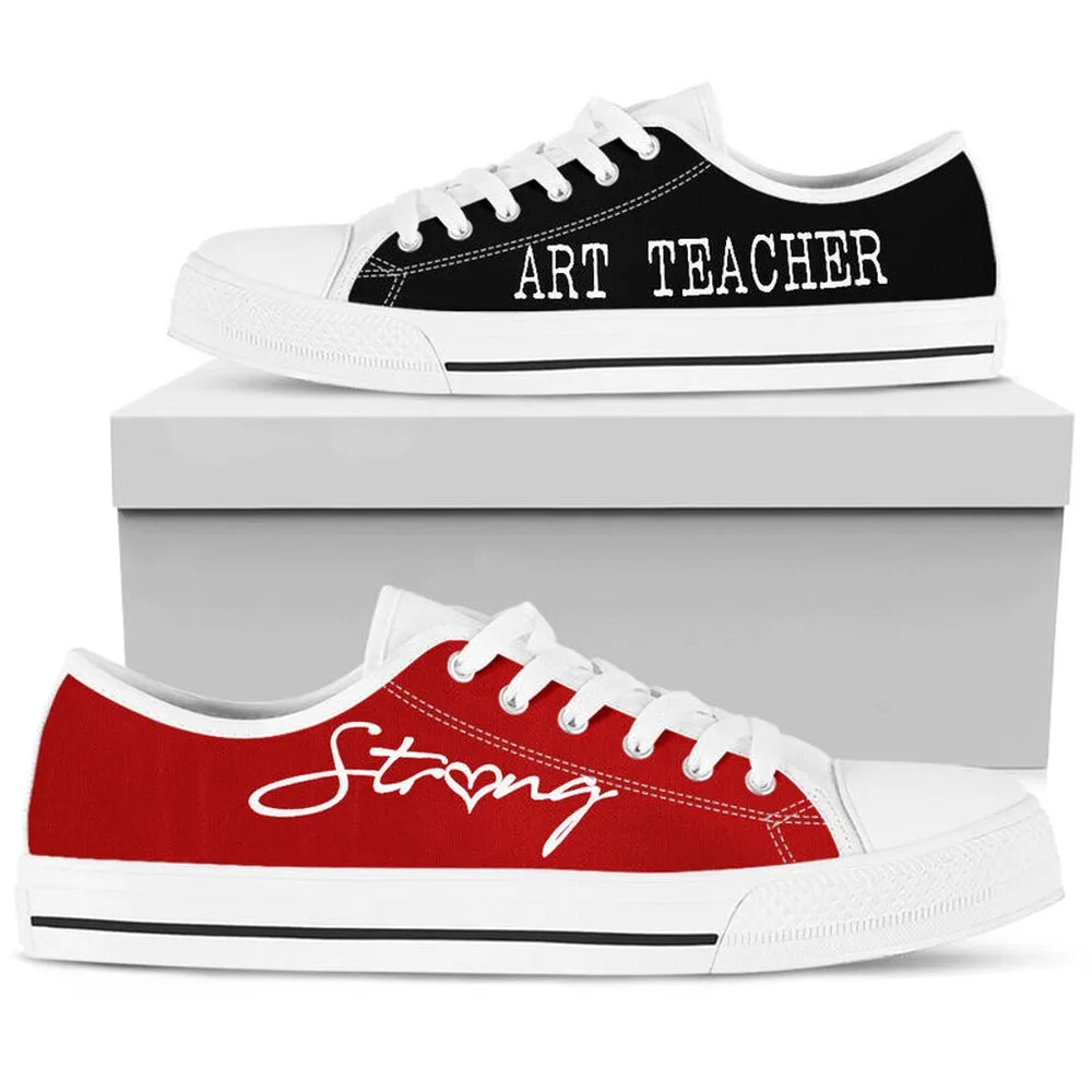 Art Teacher Strong Red Black Shoes, Teacher Shoes, Low Top Sneakers