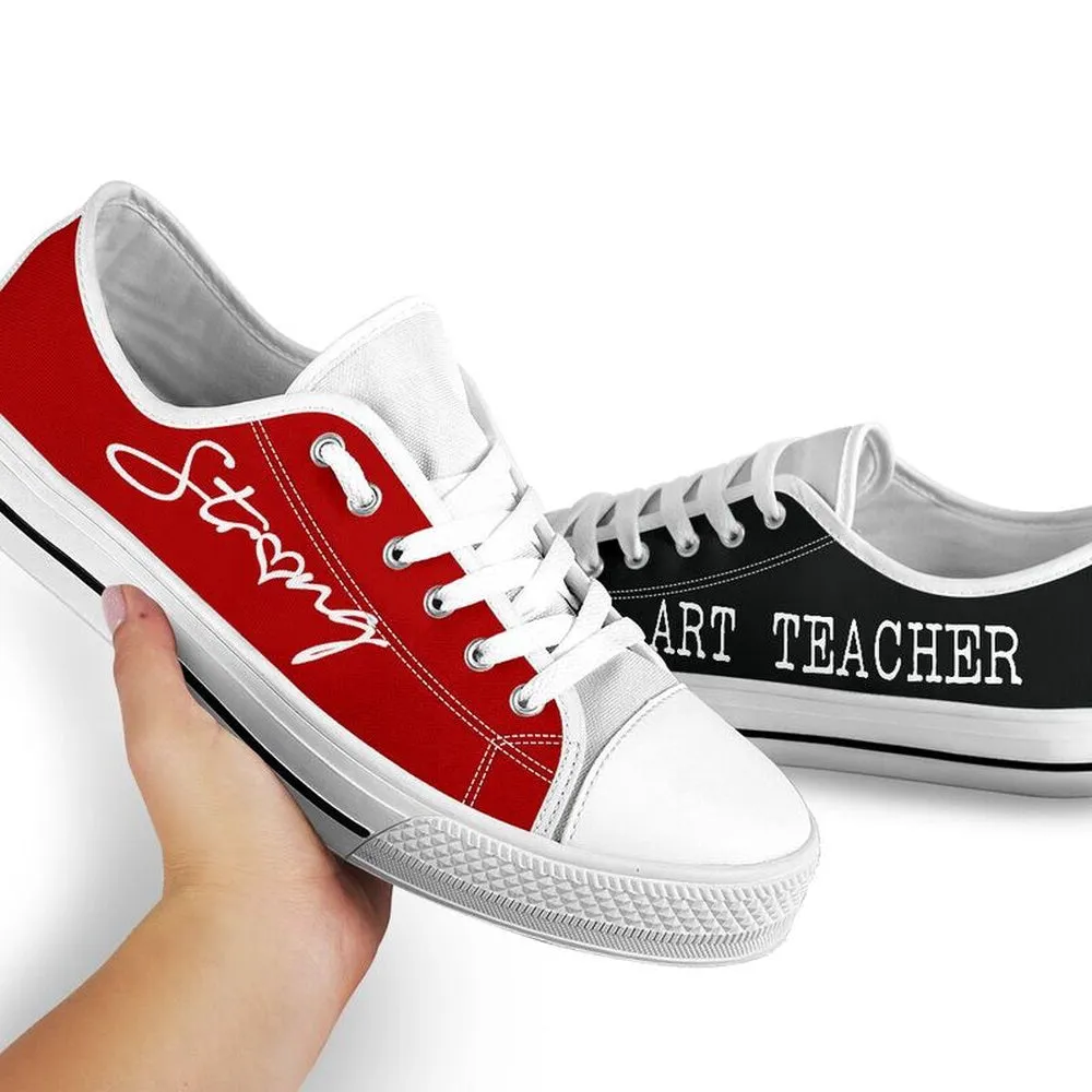 Art Teacher Strong Red Black Shoes, Teacher Shoes, Low Top Sneakers