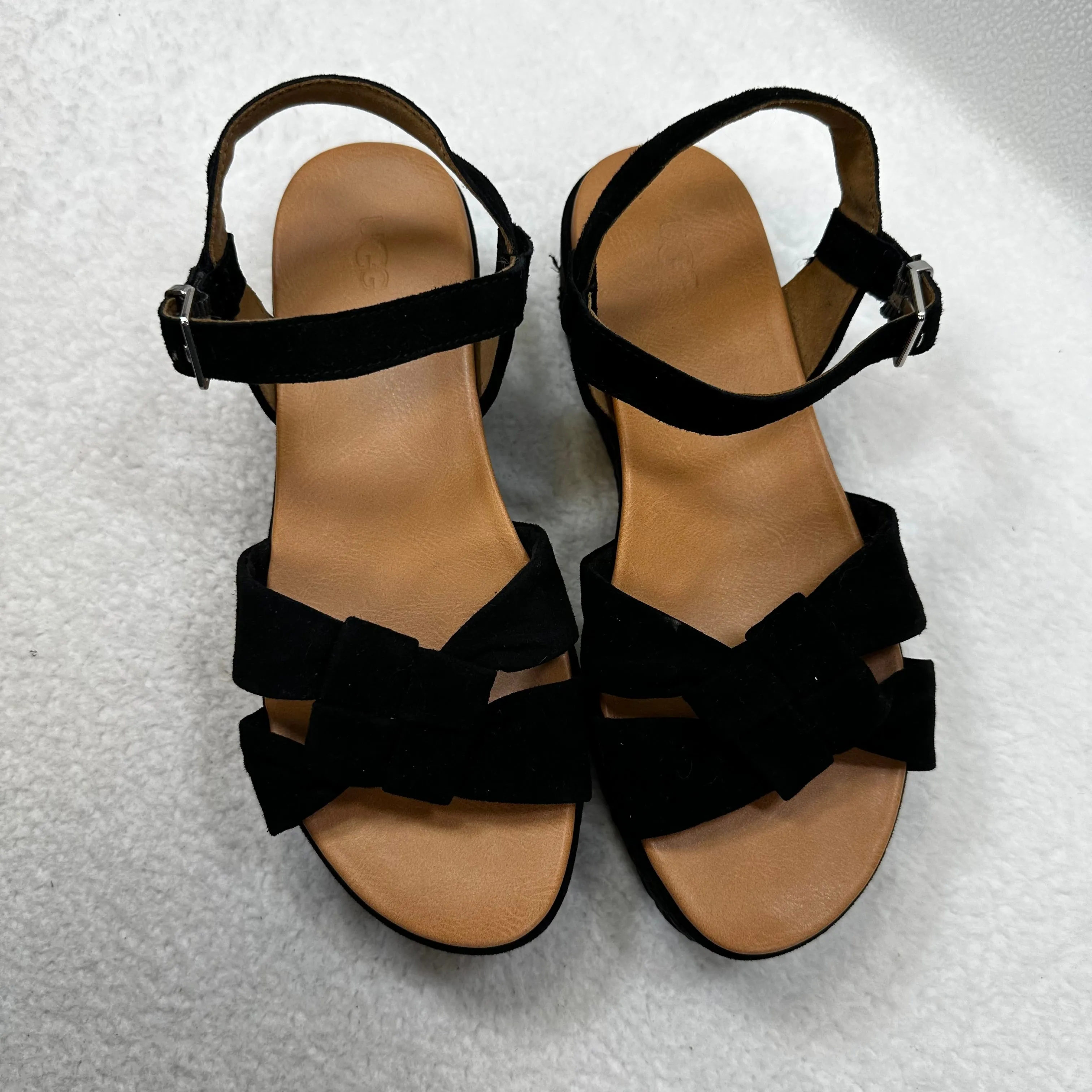 Black Sandals Heels Block Ugg, Size 9