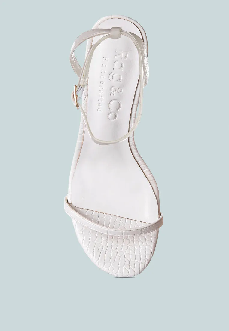 BLONDES White Croc High Heeled Sandal