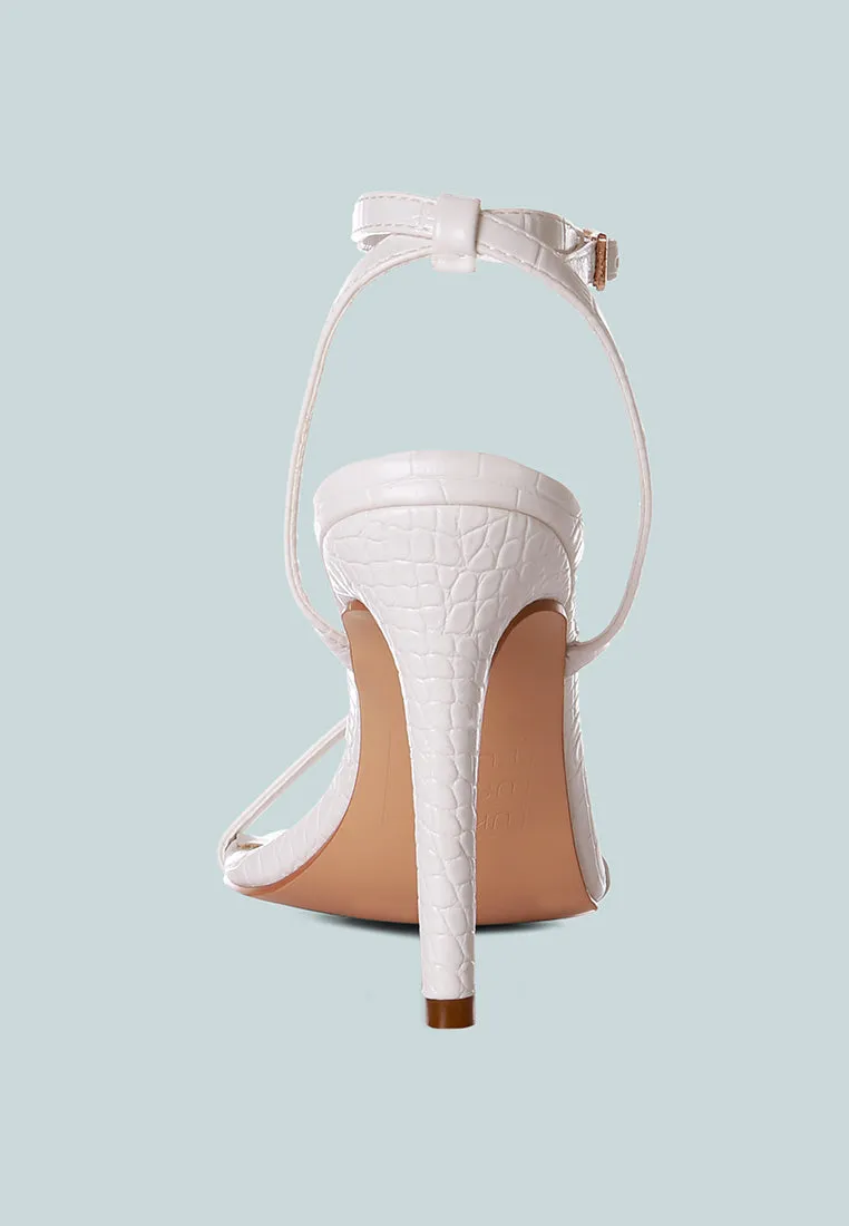 BLONDES White Croc High Heeled Sandal