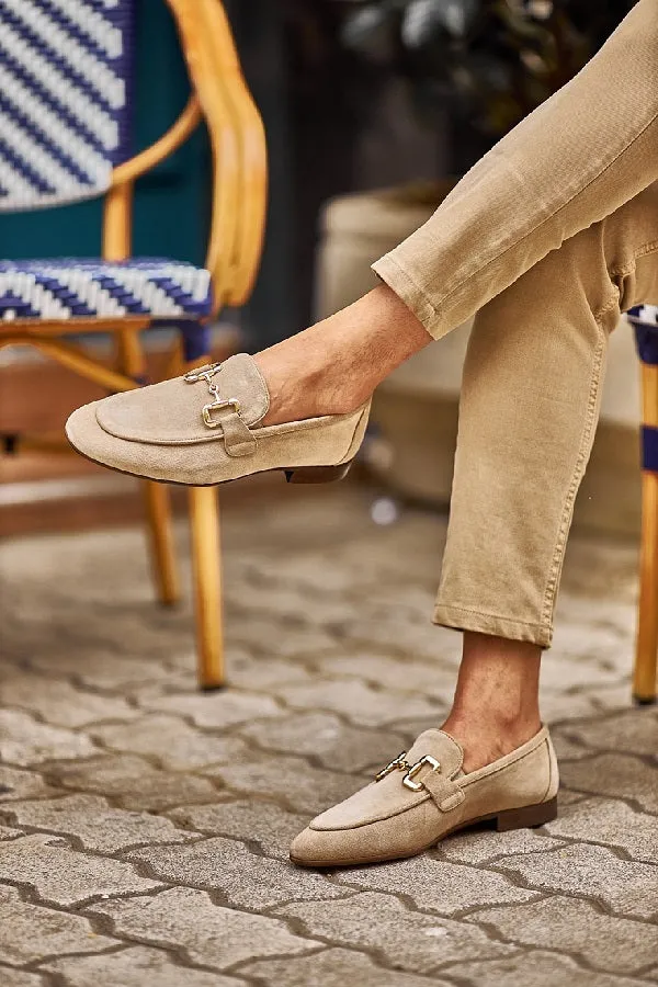 Brabion Levanzo Beige Suede Horsebit Loafers