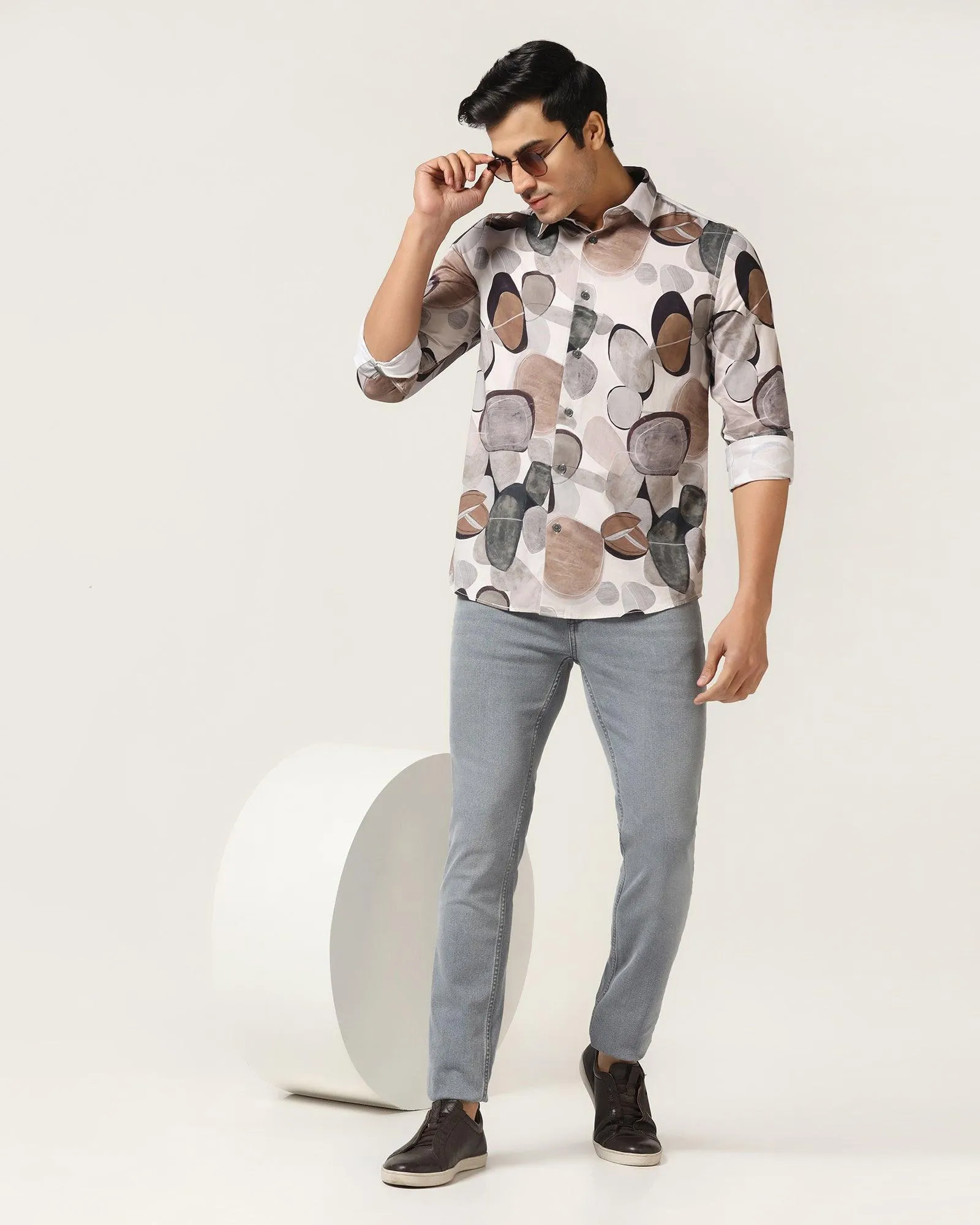 Casual Beige Printed Shirt - Bobin