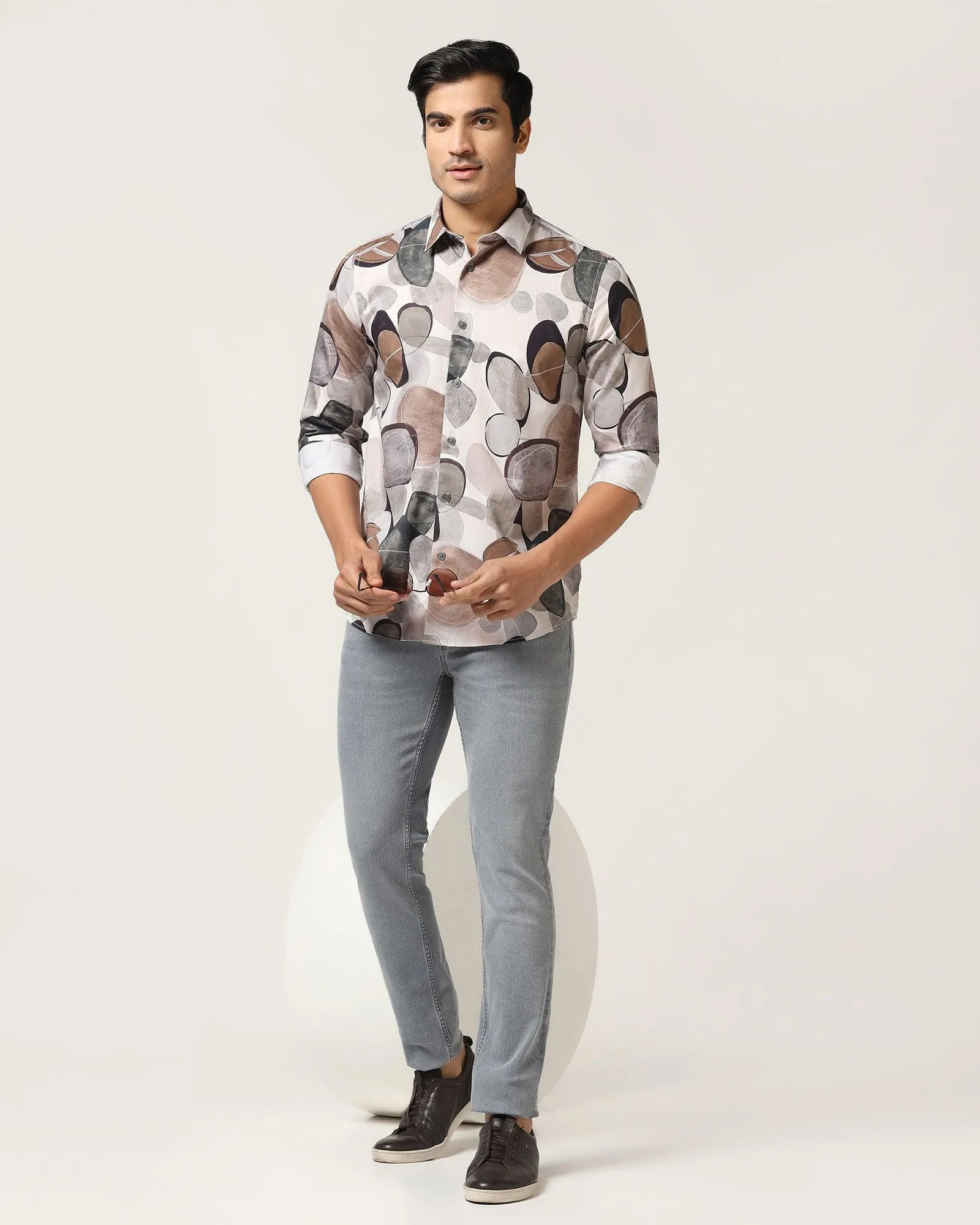 Casual Beige Printed Shirt - Bobin