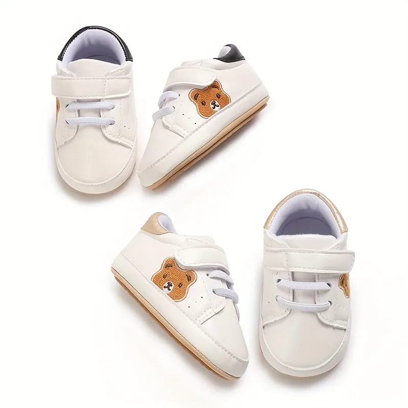 Casual Cute Cartoon Bear Sneakers For Baby Boys, Comfortable Non-slip Walking Shoes For Spring And Autumn