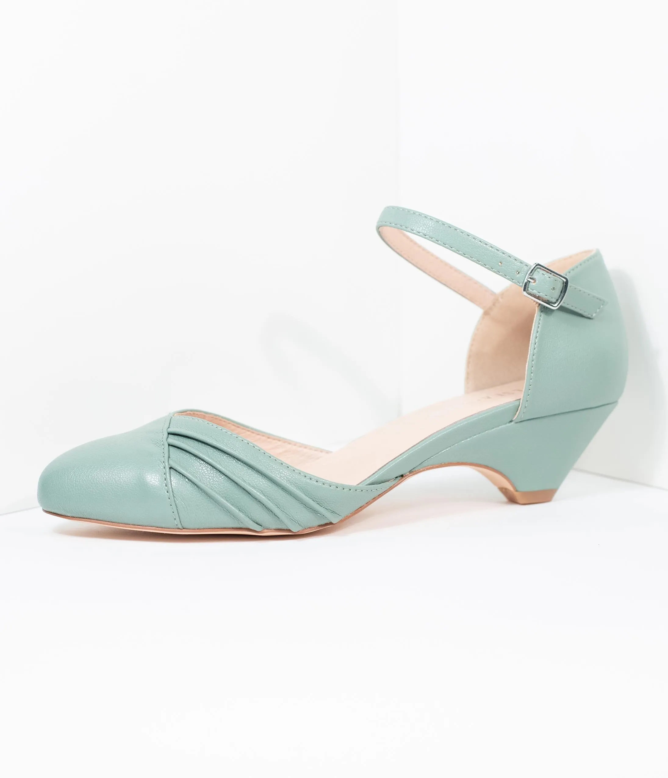 Chelsea Crew Dusty Mint Leatherette Perina Low Heel