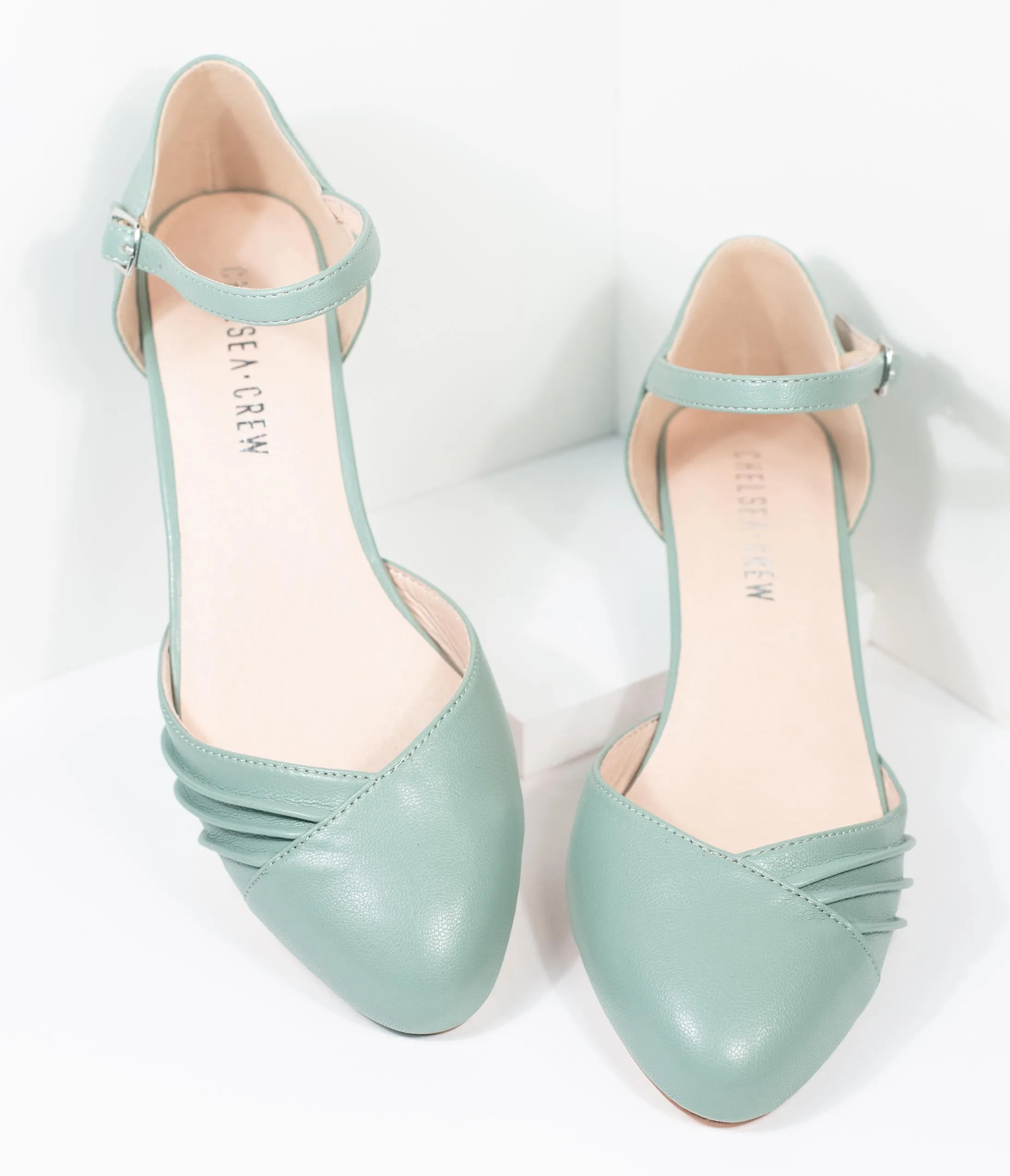 Chelsea Crew Dusty Mint Leatherette Perina Low Heel