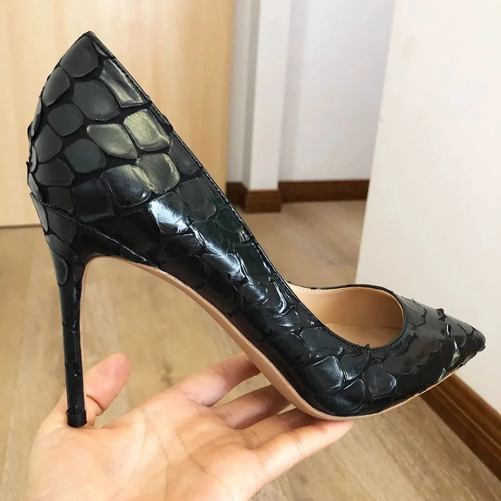 Chic CrocLuxe Pointed Toe High Heel Pumps