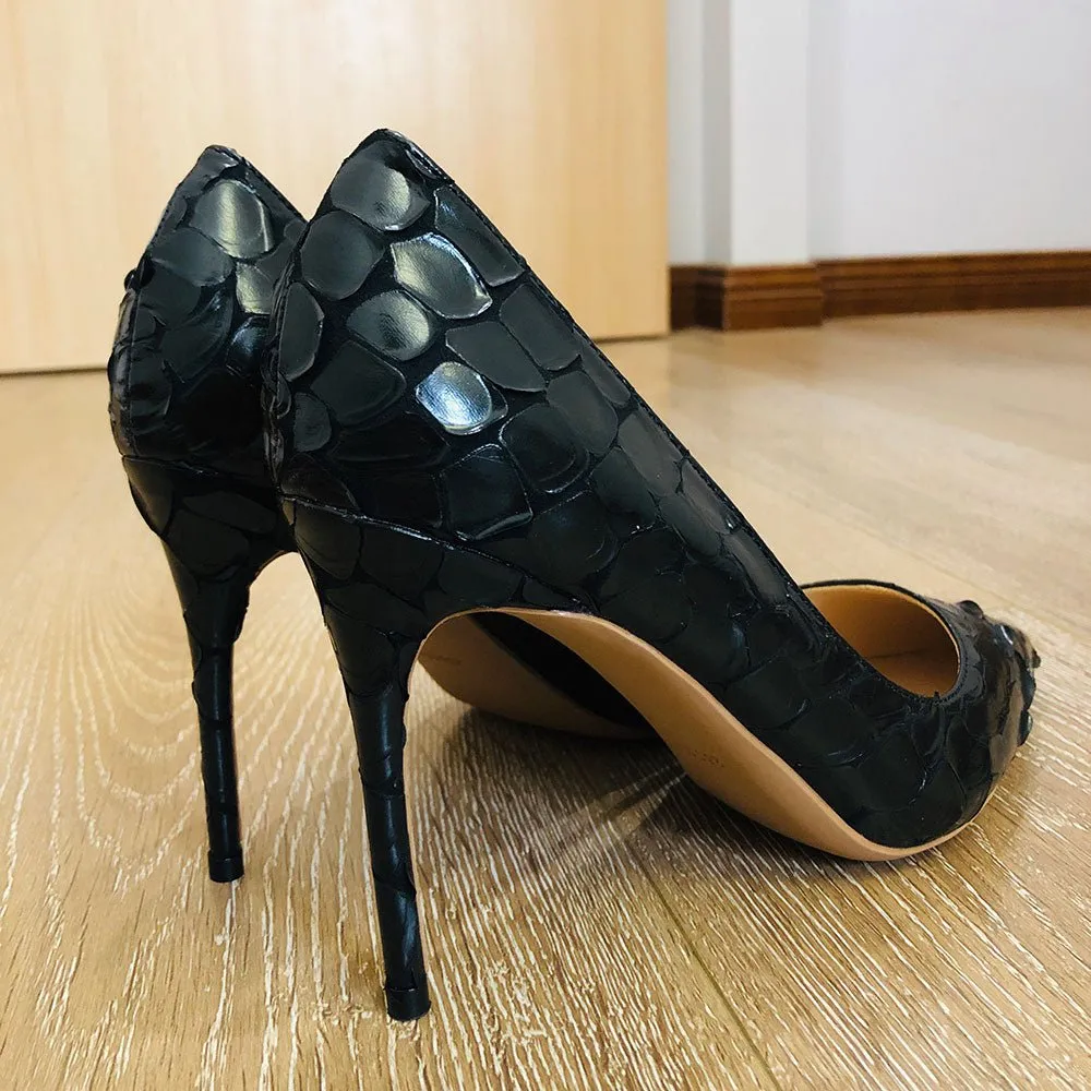 Chic CrocLuxe Pointed Toe High Heel Pumps