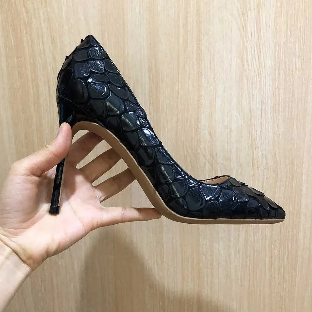 Chic CrocLuxe Pointed Toe High Heel Pumps