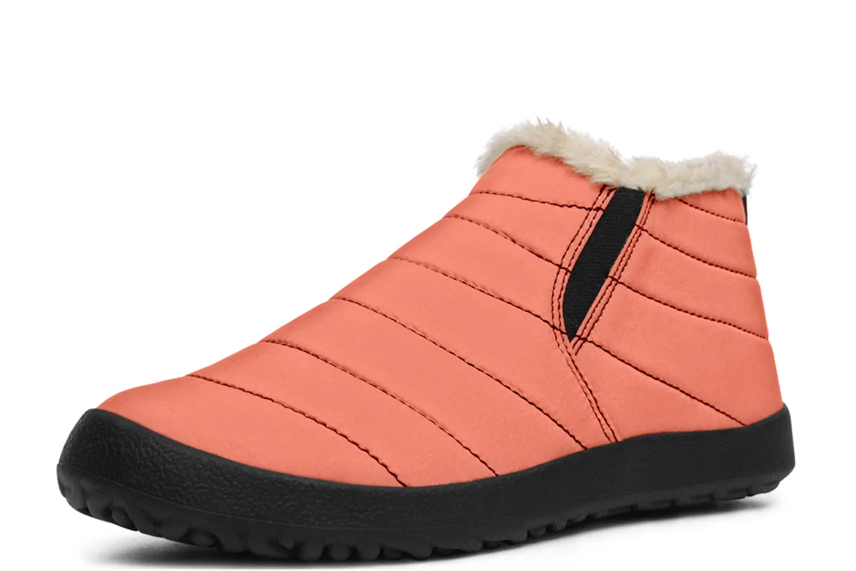 Coral Blush Winter Sneakers - Warm & Easy Slip-On Shoes Lined with Vegan Wool with Anti-Slip Soles