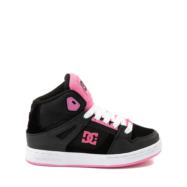 DC Pure Hi Skateboarding Shoes - Little Kid/Big Kid, Black/Pink