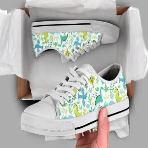 Dinosaur Cartoon Low Top Shoes, Animal Print Canvas Shoes, Print On Canvas Shoes