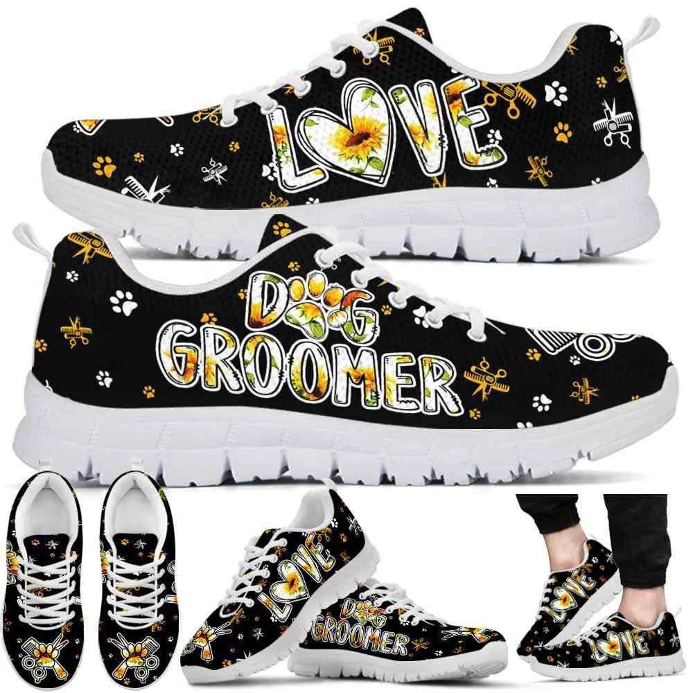 Dog Groomer Sneaker, Dog Groomer Love Sunflower Sneakers Shoes, Best Running Shoes, Unique Gifts For Dog Lovers