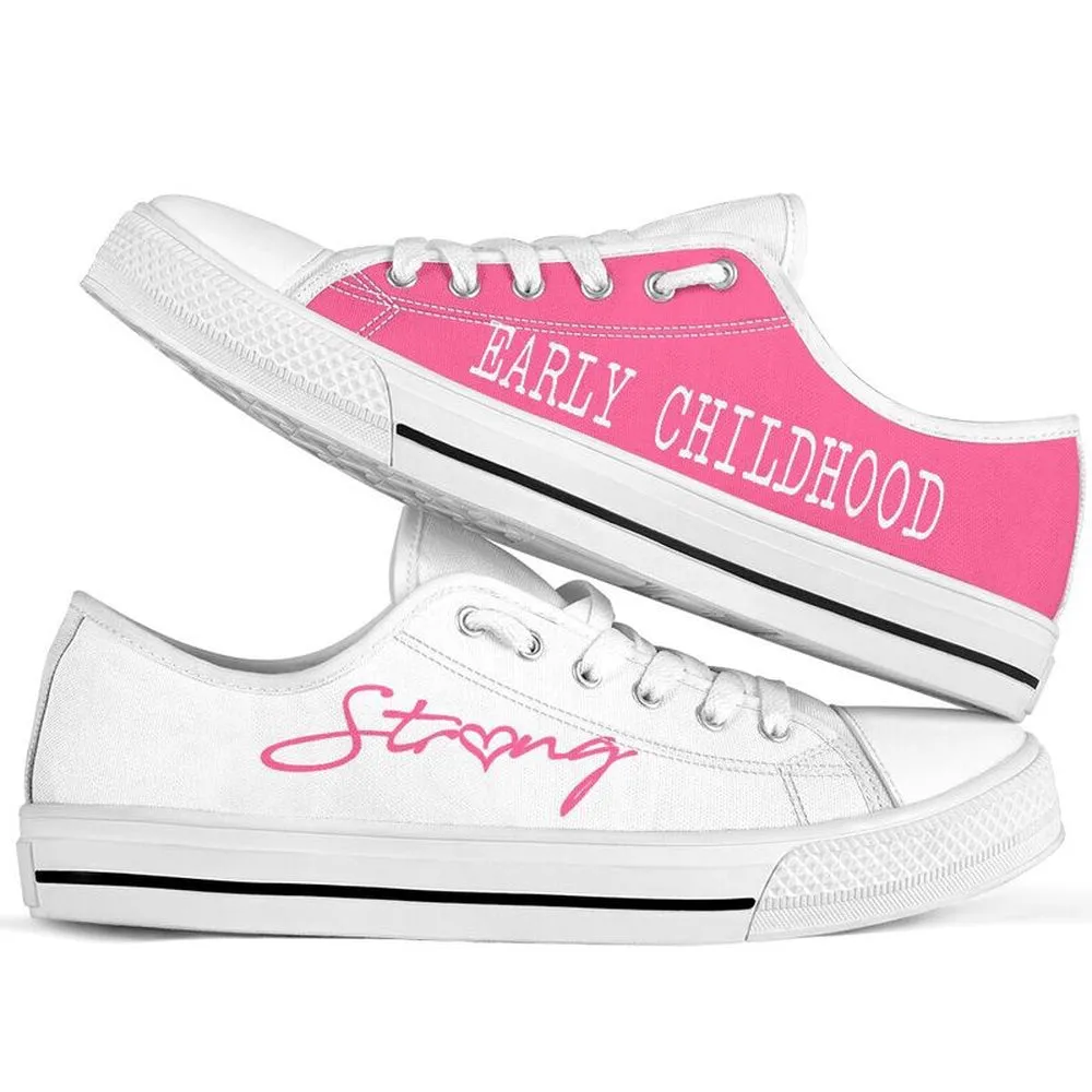 Early Childhood Strong Pink White Shoes, Teacher Shoes, Low Top Sneakers