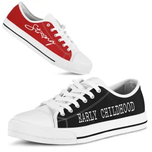 Early Childhood Strong Red Black Shoes, Teacher Shoes, Low Top Sneakers