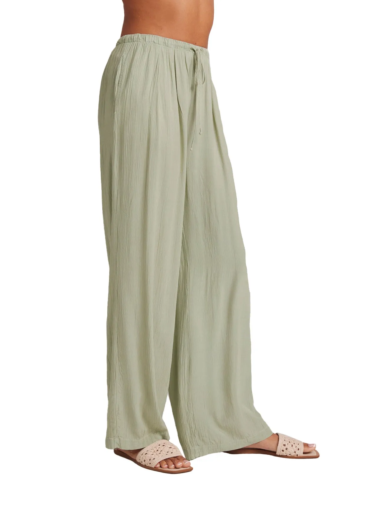 Easy Pleated Wide Leg Pant - Coastal Sage