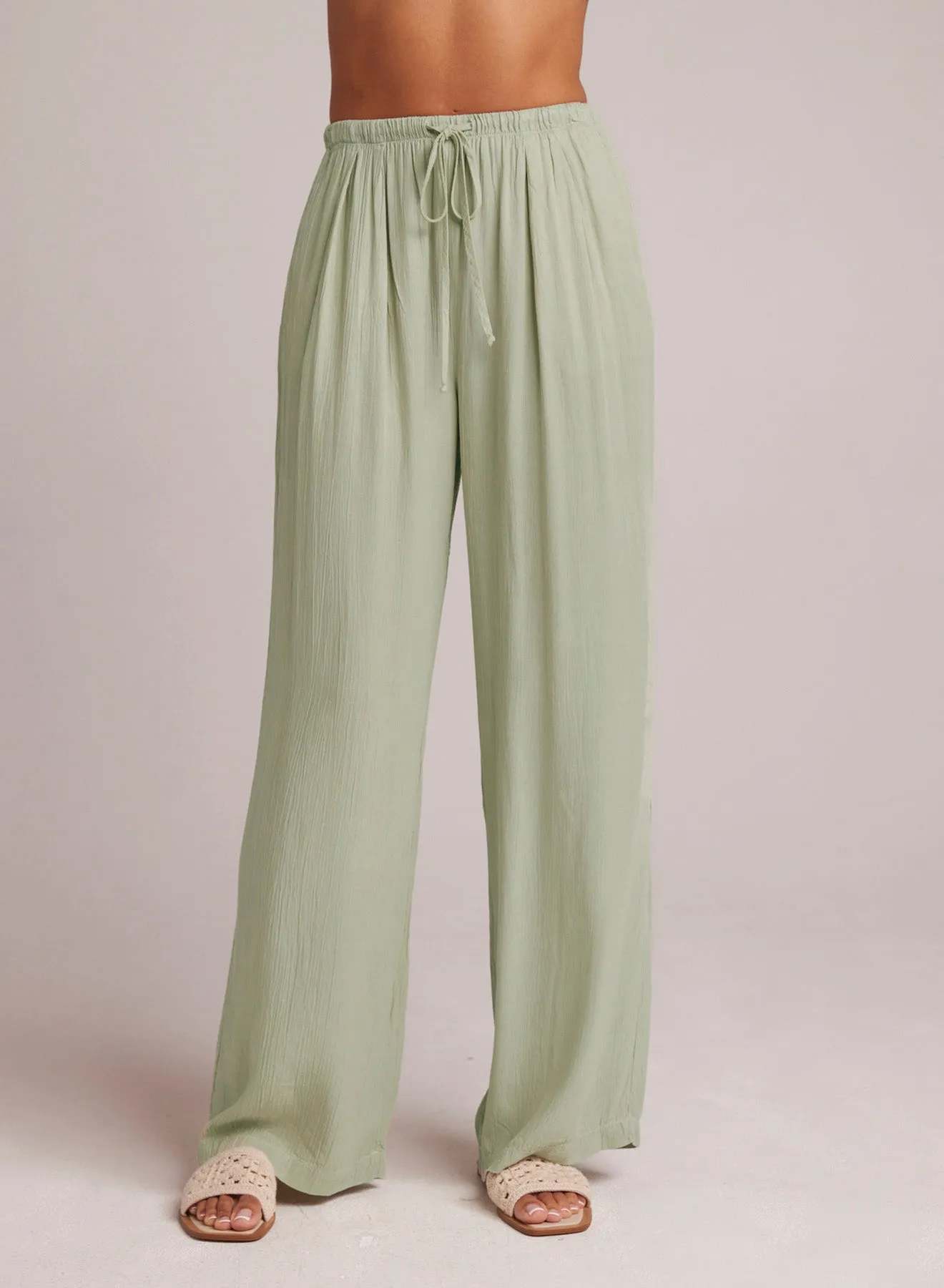 Easy Pleated Wide Leg Pant - Coastal Sage