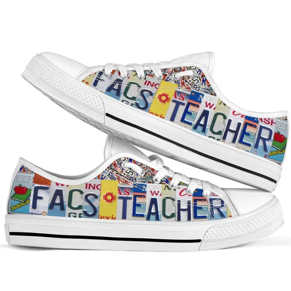 Facs Teacher License Plates Low Top Shoes, Teacher Shoes, Low Top Sneakers