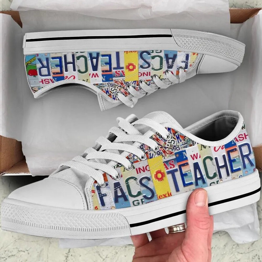 Facs Teacher License Plates Low Top Shoes, Teacher Shoes, Low Top Sneakers