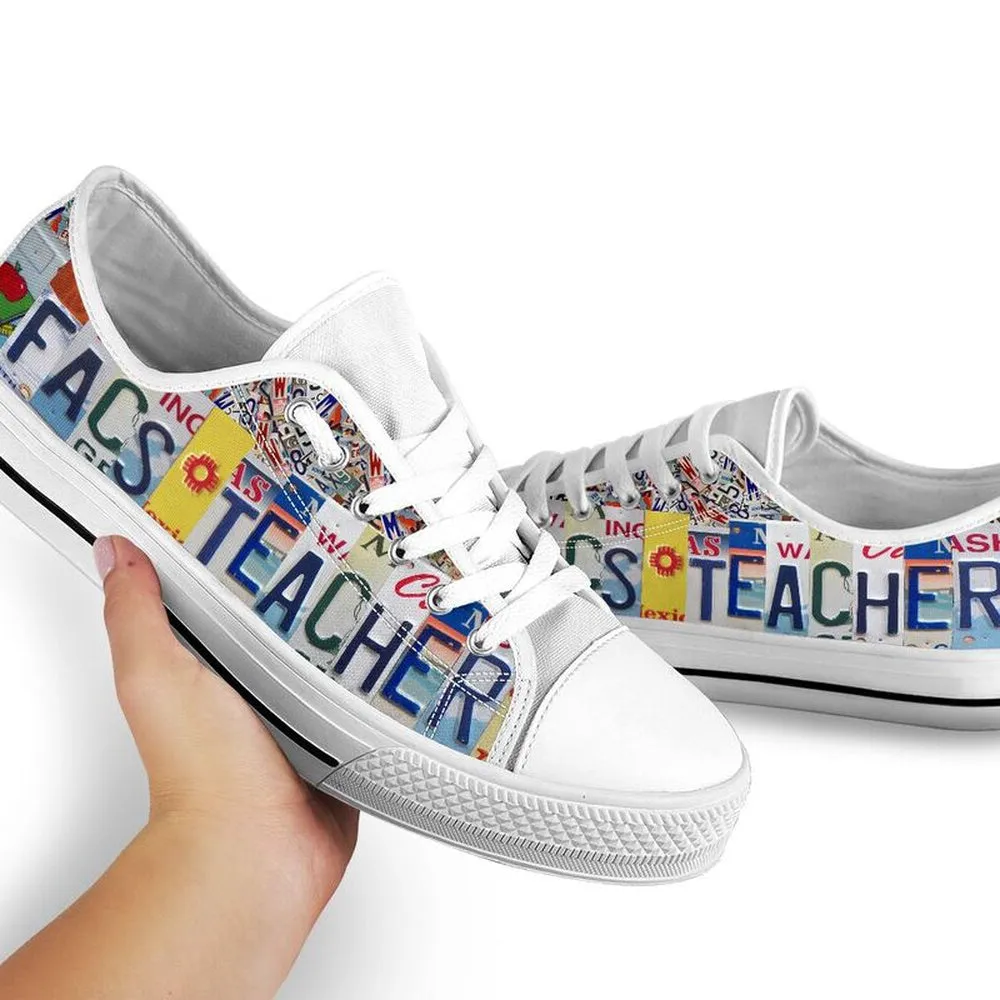 Facs Teacher License Plates Low Top Shoes, Teacher Shoes, Low Top Sneakers