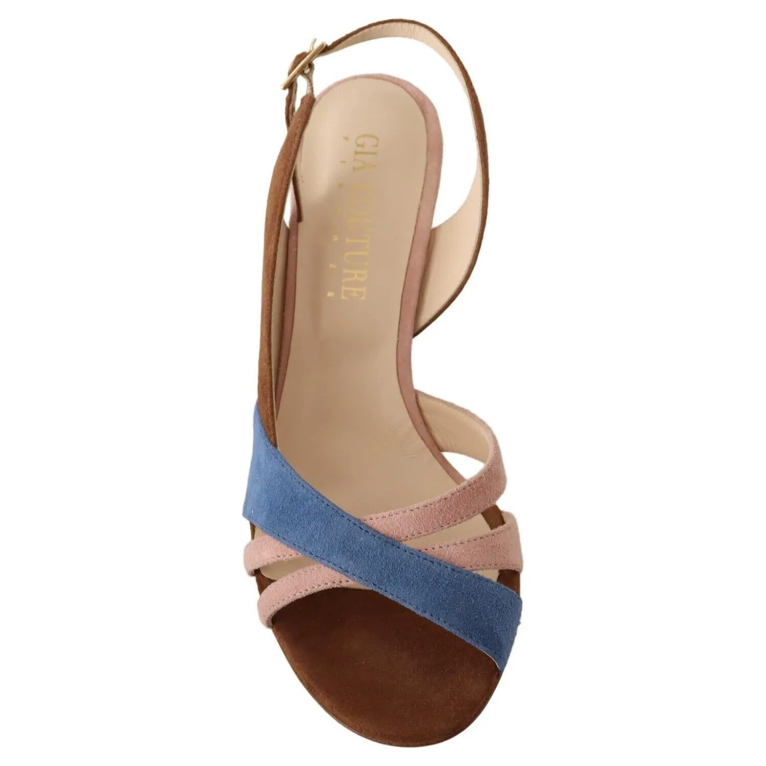 GIA COUTURE Chic Multicolor Suede Slingback Heel Sandals