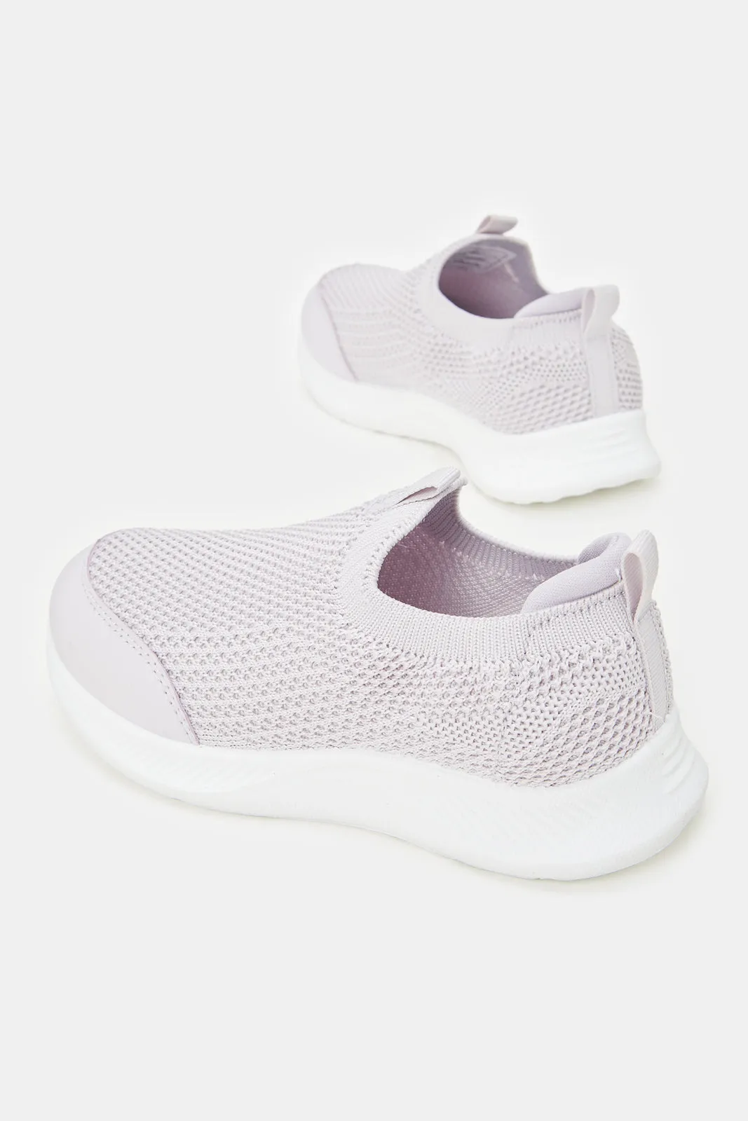 Girls Lilac Textured Slip-On Sneakers