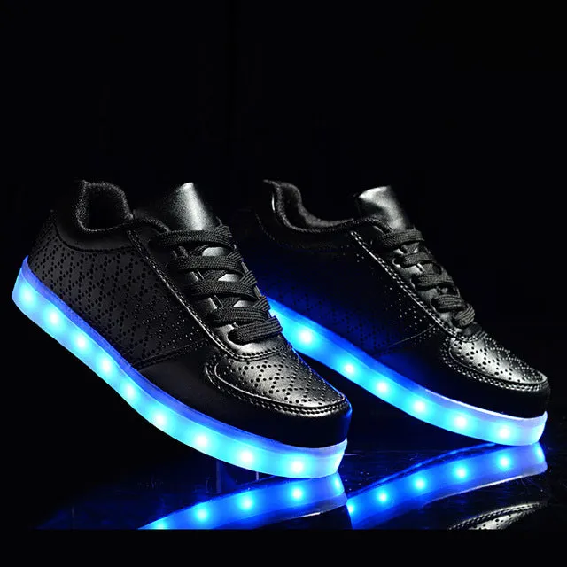 Golden Silver Glowing LED Light Flat High Top Shoe