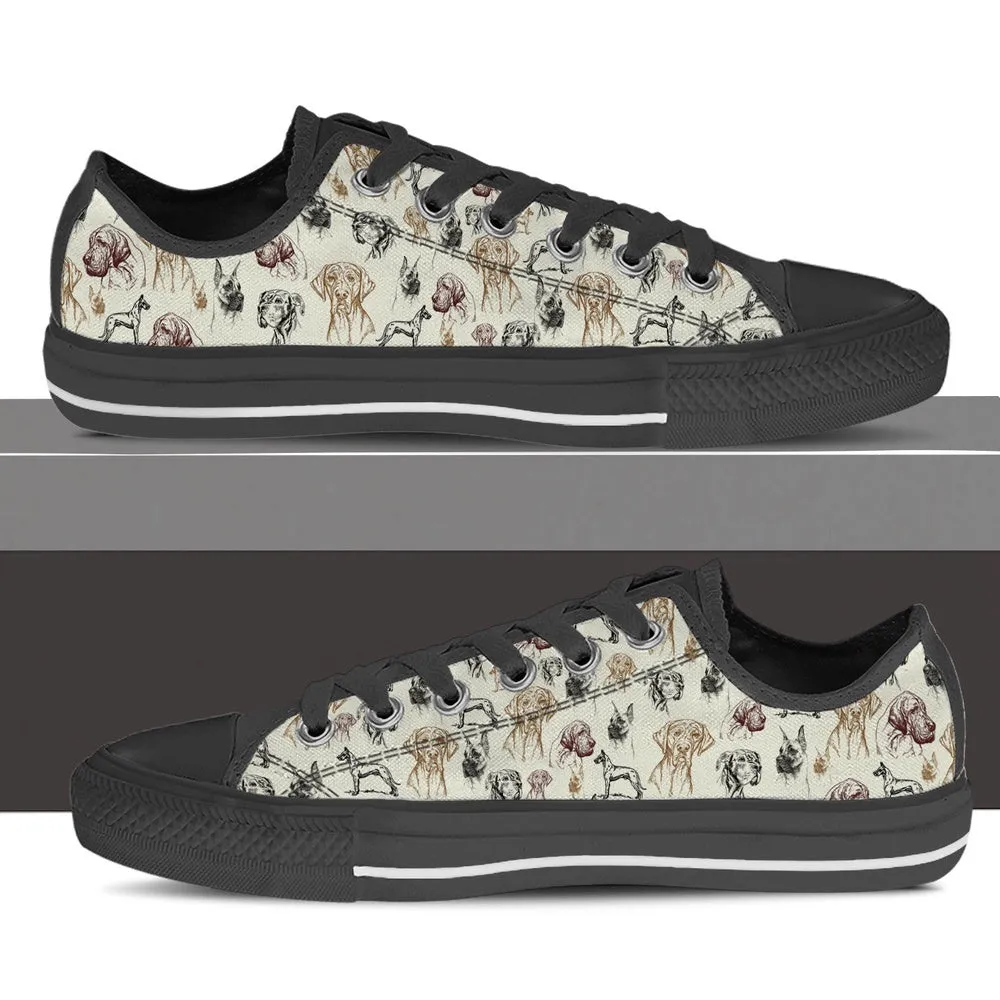 Great Dane Low Top Shoes - Low Top Sneaker, Dog Printed Shoes, Canvas Shoes For Men, Women