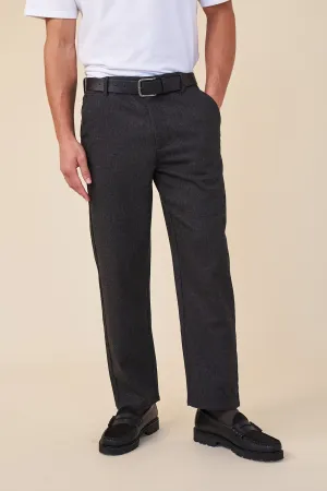 HERRINGBONE WOOL TROUSER - CHARCOAL