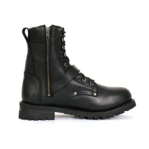 Hot Leathers Men's Wide Width Black 8-inch Logger Leather Boots with Adjustable Buckle BTM1006