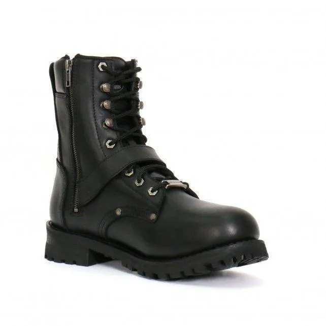 Hot Leathers Men's Wide Width Black 8-inch Logger Leather Boots with Adjustable Buckle BTM1006