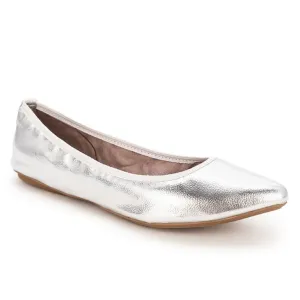 JANEY Ballet Flat Shoes - Silver Tumble Nappa