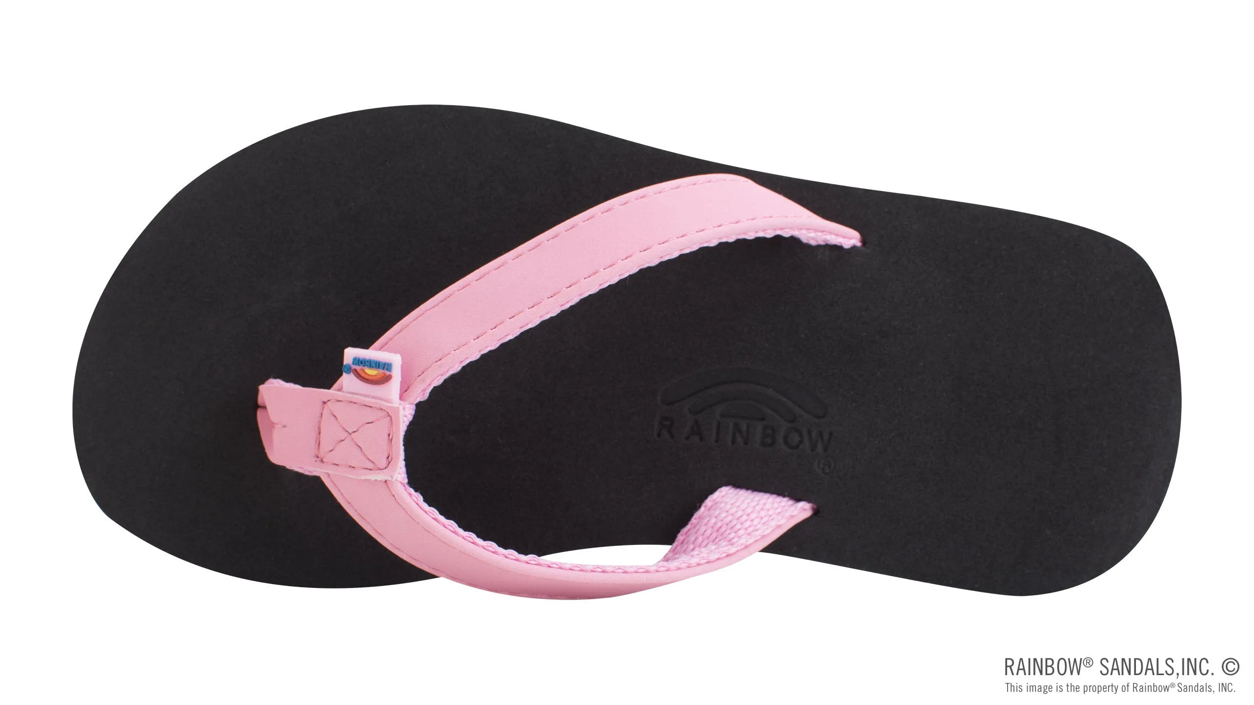 Kids Grombow - Soft Rubber Top Sole with 1/2" Narrow Strap and Pin line in Pink