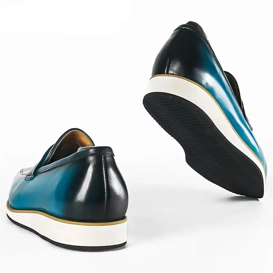 LeatherLuxe Genuine Square-Toe Casual Slip-Ons