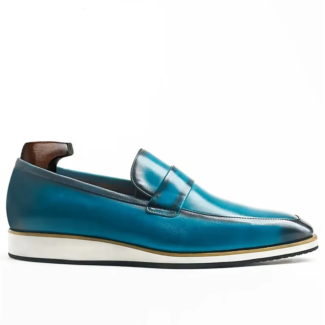 LeatherLuxe Genuine Square-Toe Casual Slip-Ons