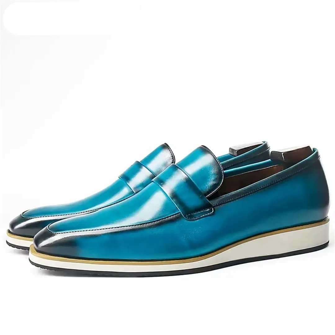 LeatherLuxe Genuine Square-Toe Casual Slip-Ons