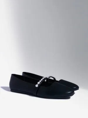 LUNA BLU Black Pearlescent Mary Jane Shoes