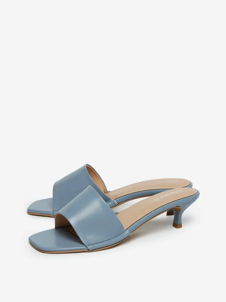 LUNA BLU Blue Kitten Heel Sandals