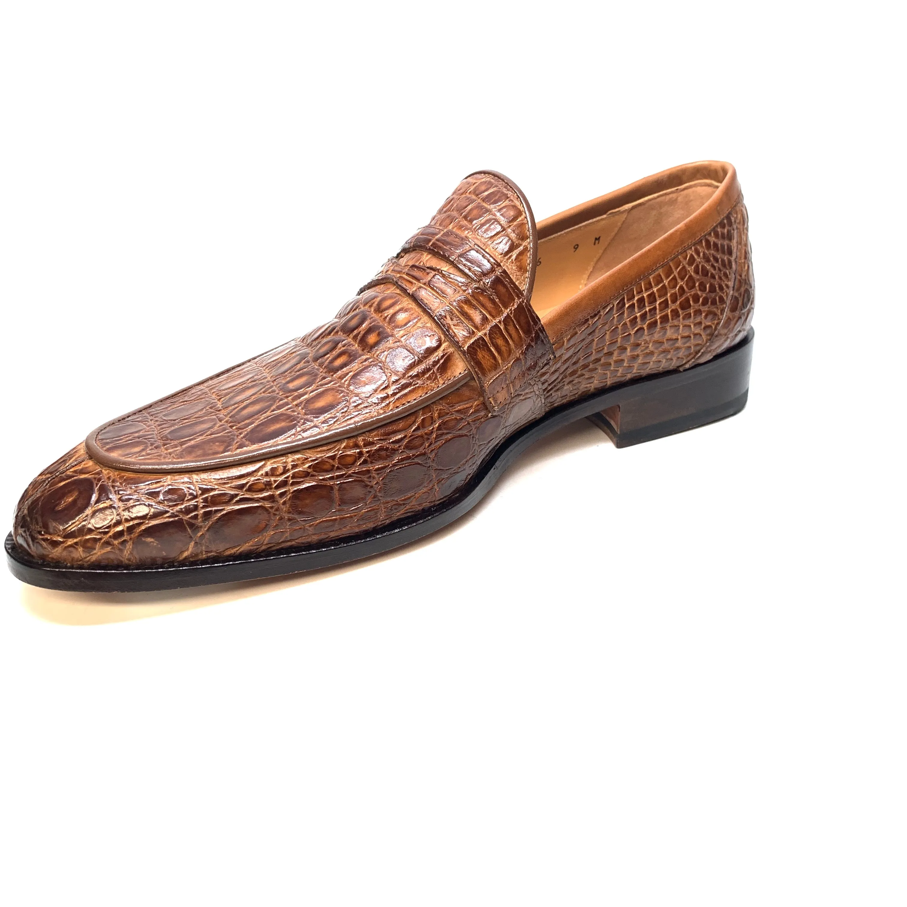 Mauri 4862 Brown Alligator Belly Penny Loafers