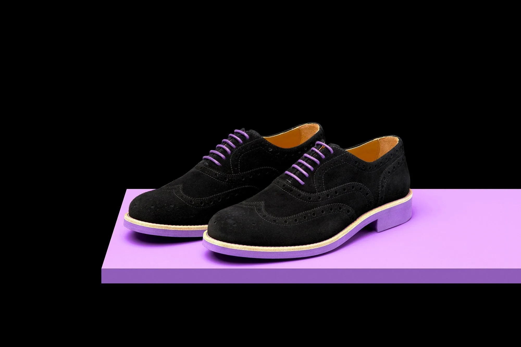 Mens Black & Purple Suede Wingtip Dress Shoes 222