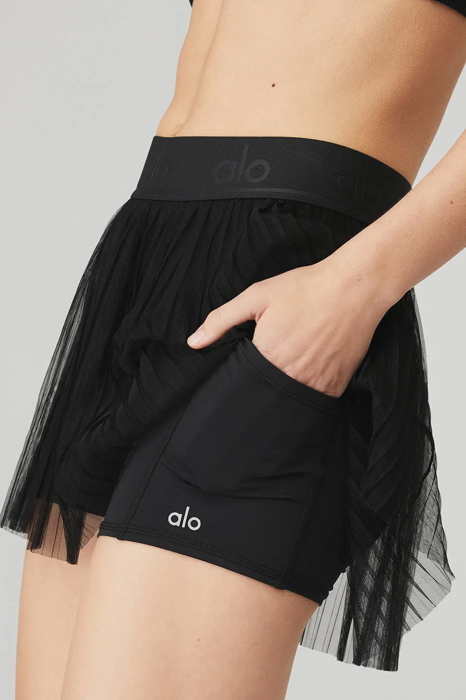 Mesh Flirty Tennis Skirt - Black