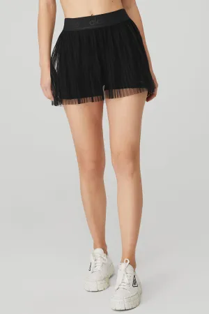 Mesh Flirty Tennis Skirt - Black