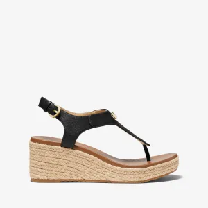 Michael Michael Kors Laney Saffiano Leather Espadrille Wedge Sandals, black