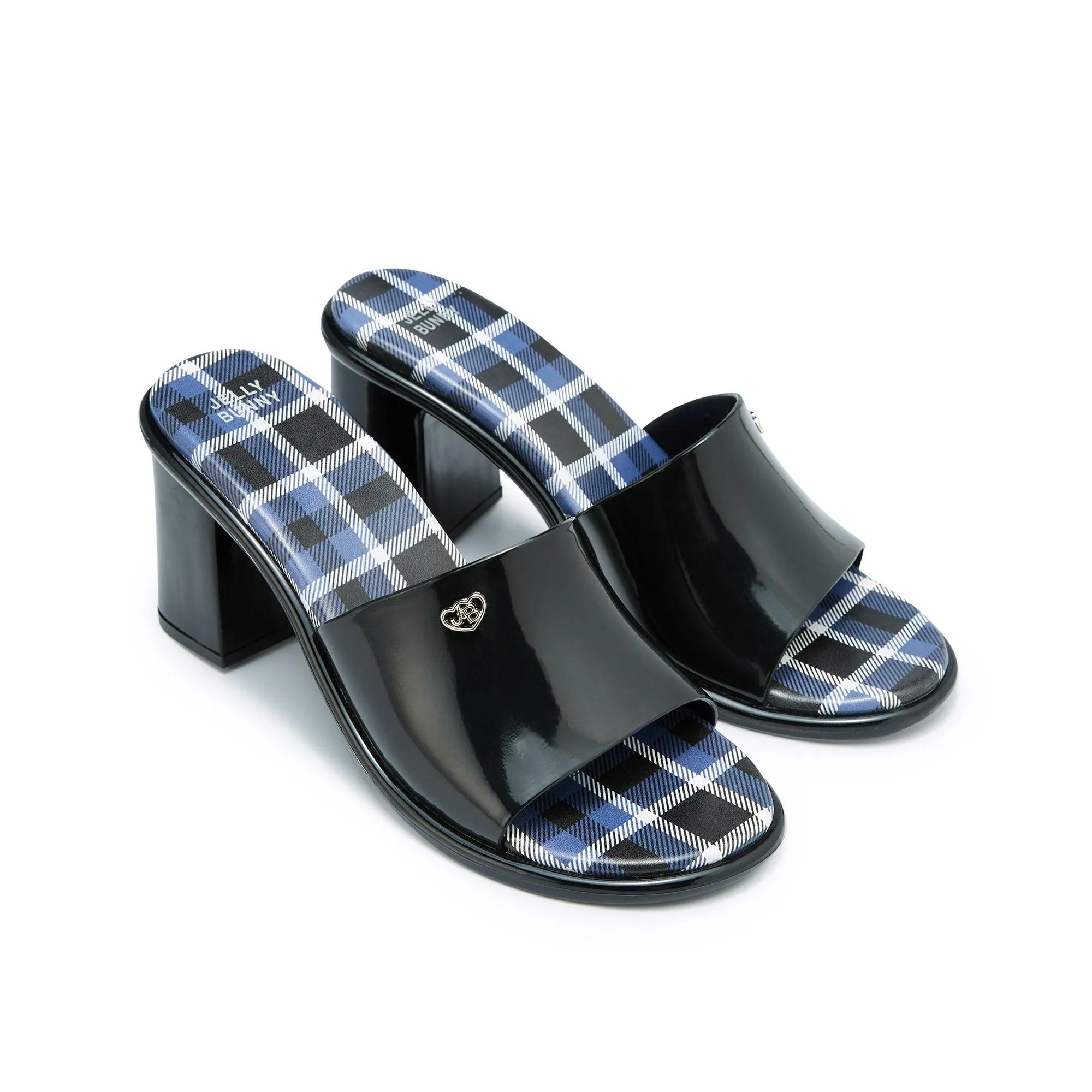 Sandra Plaid Heels Black