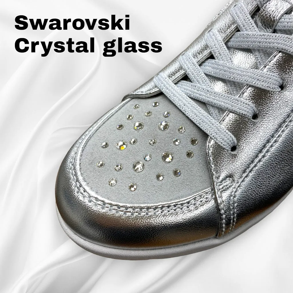 Sheepskin Raised heel sneakers with Swarovski crystal #FJ032